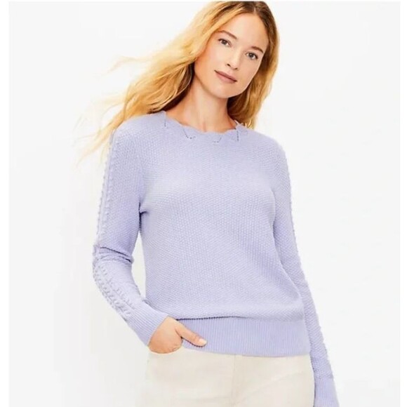 LOFT Scalloped Bobble Sleeve Sweater Size M - Picture 1 of 7